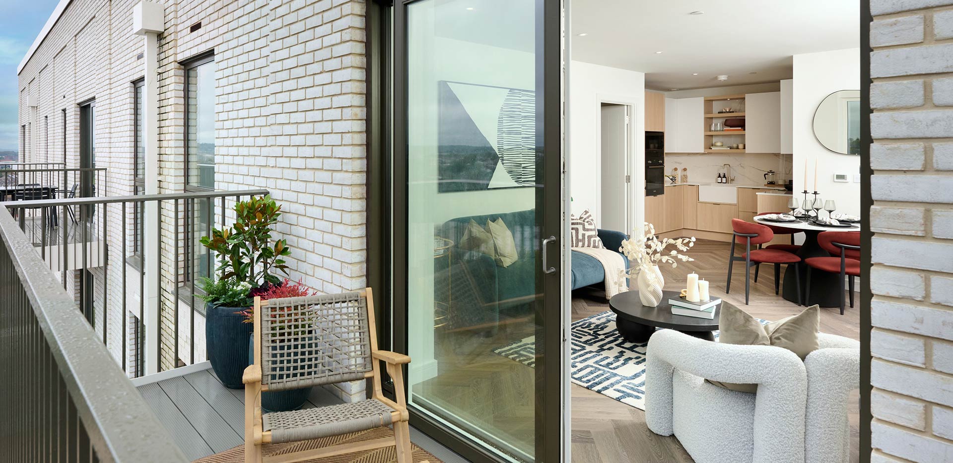 A balcony shot of a showhome at Lindley House