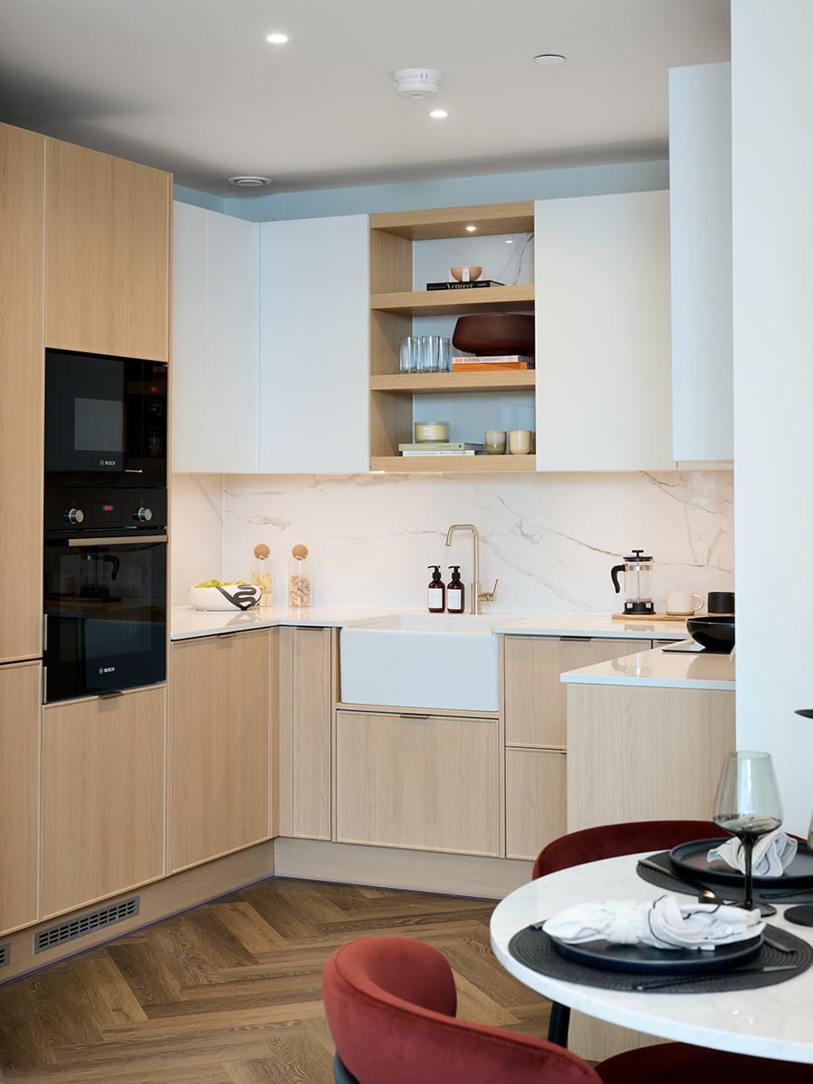 An interior kitchen image from a showhome at Lindley House