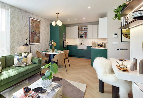 Interior kitchen dining image of a showhome at Lindley House