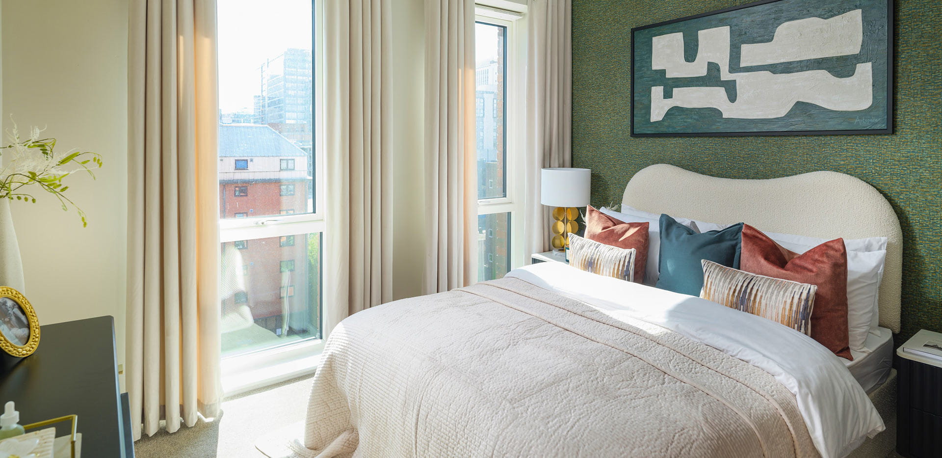 Interior bedroom image at the 3 Bedroom Duplex showhome at Snow Hill Wharf