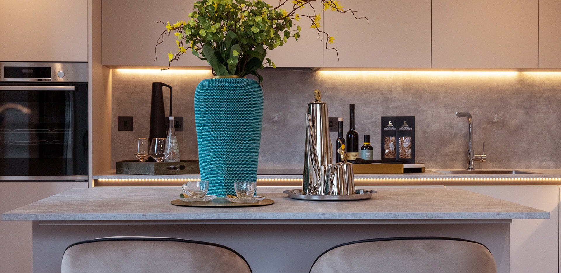 Close up shot if kitchen dining area