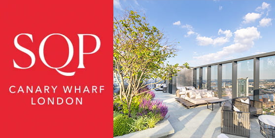 An exterior image of the terrace at South Quay Plaza