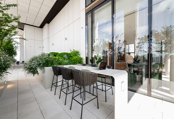 Rooftop terrace at South Quay Plaza