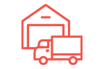 Van and warehouse icon