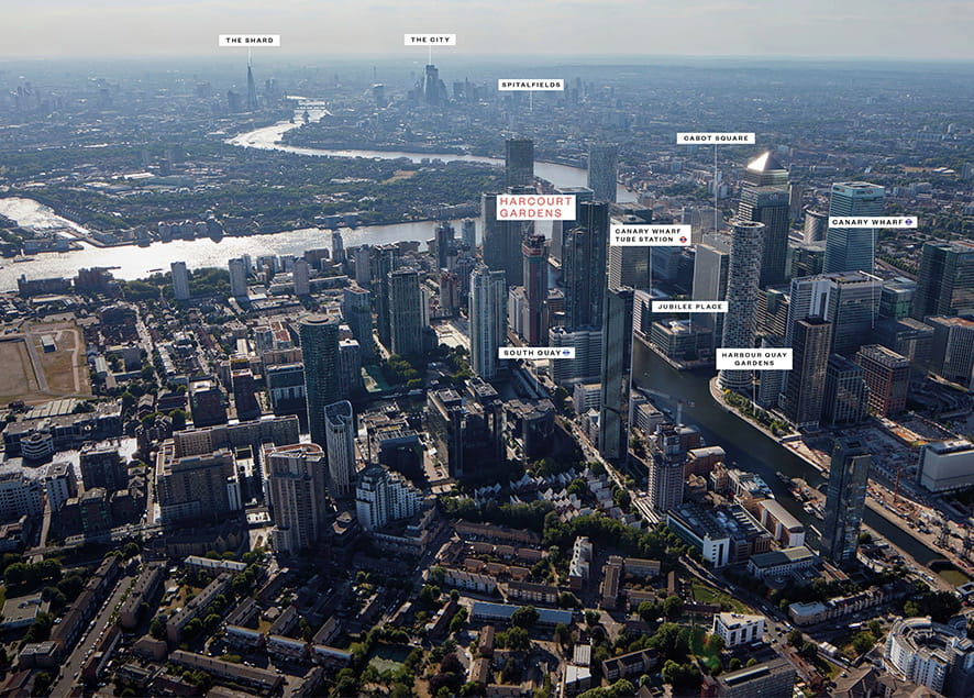 An Aerial Image of  Canary Wharf Area in London