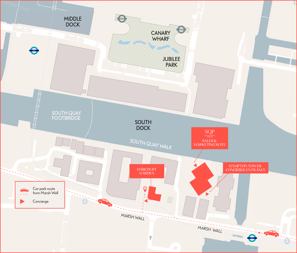 An illustrative map showing driving routes to the development
