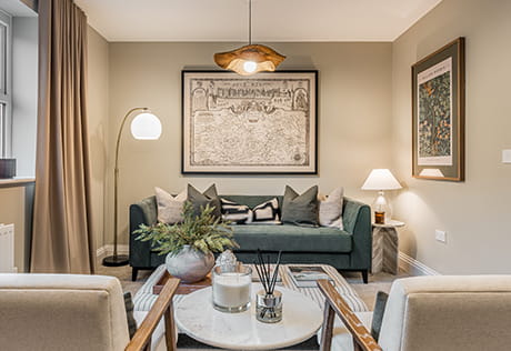 Spring Hill showhome living area with cosy lighting