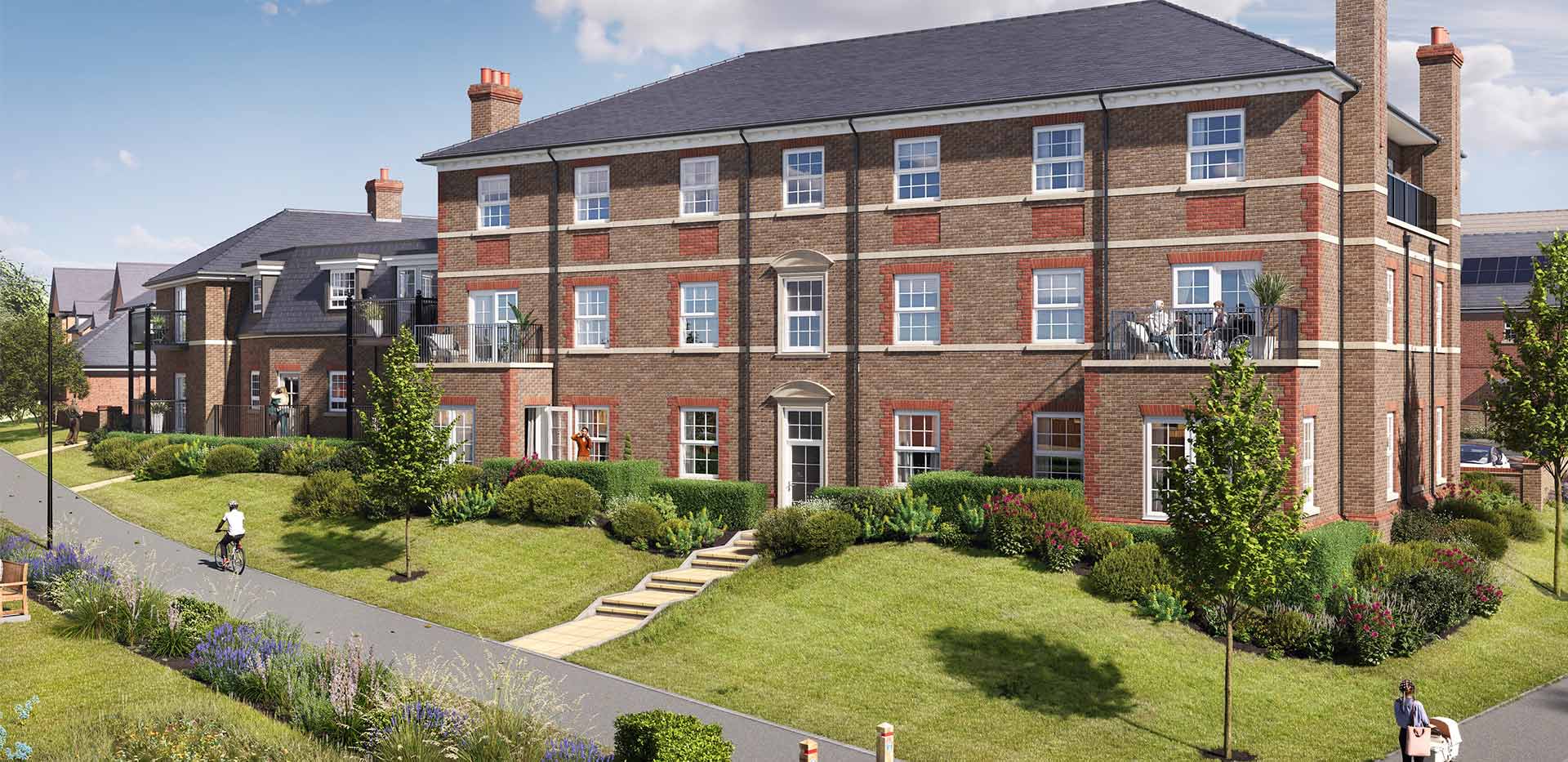 An exterior CGI of the Manor House apartments