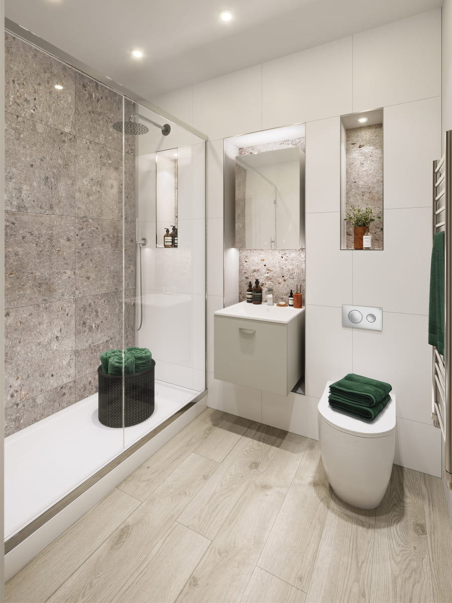 An interior Bathroom CGI at Spring Hill