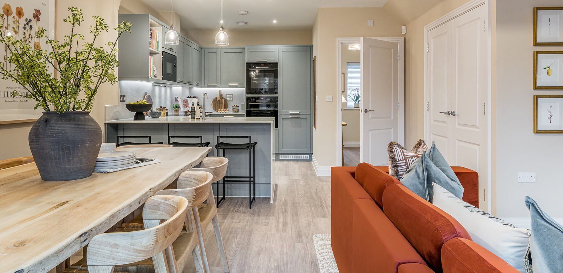 Kitchen, dining and living area at the Spring Hill showhome