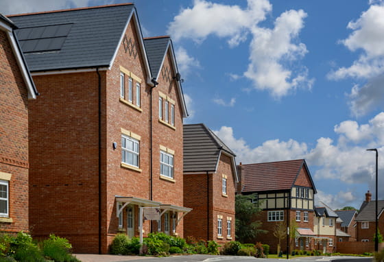 CGI of brick housing new build façade.