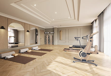 An interior image of the residents gym at Sunningdale Park