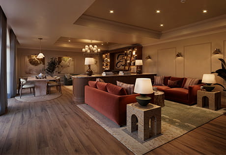 An interior image of the residents' lounge at Larch Court