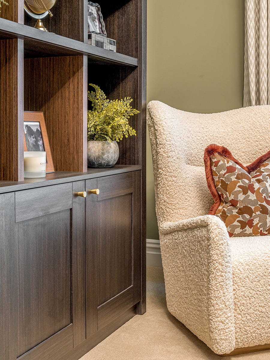 A close up image of a chair and shelf at Sunningdale Park