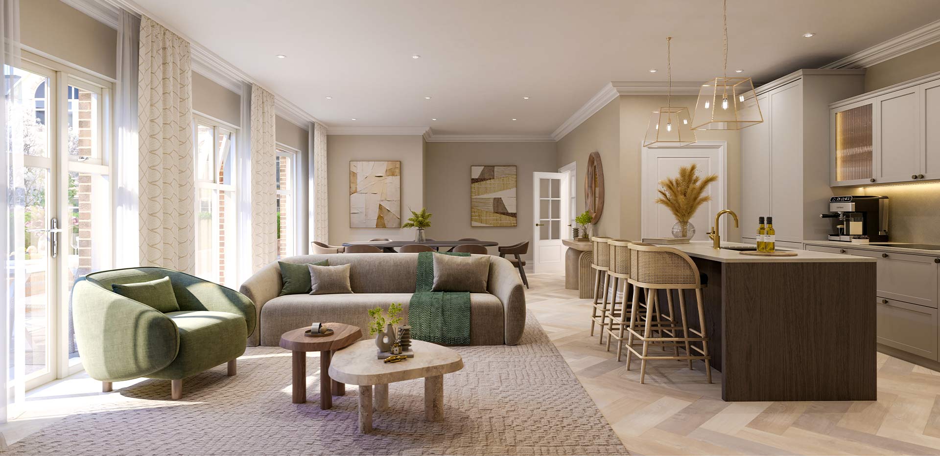 Sunningdale Park, Larch Court, Interior, Living/ Dining/ Kitchen