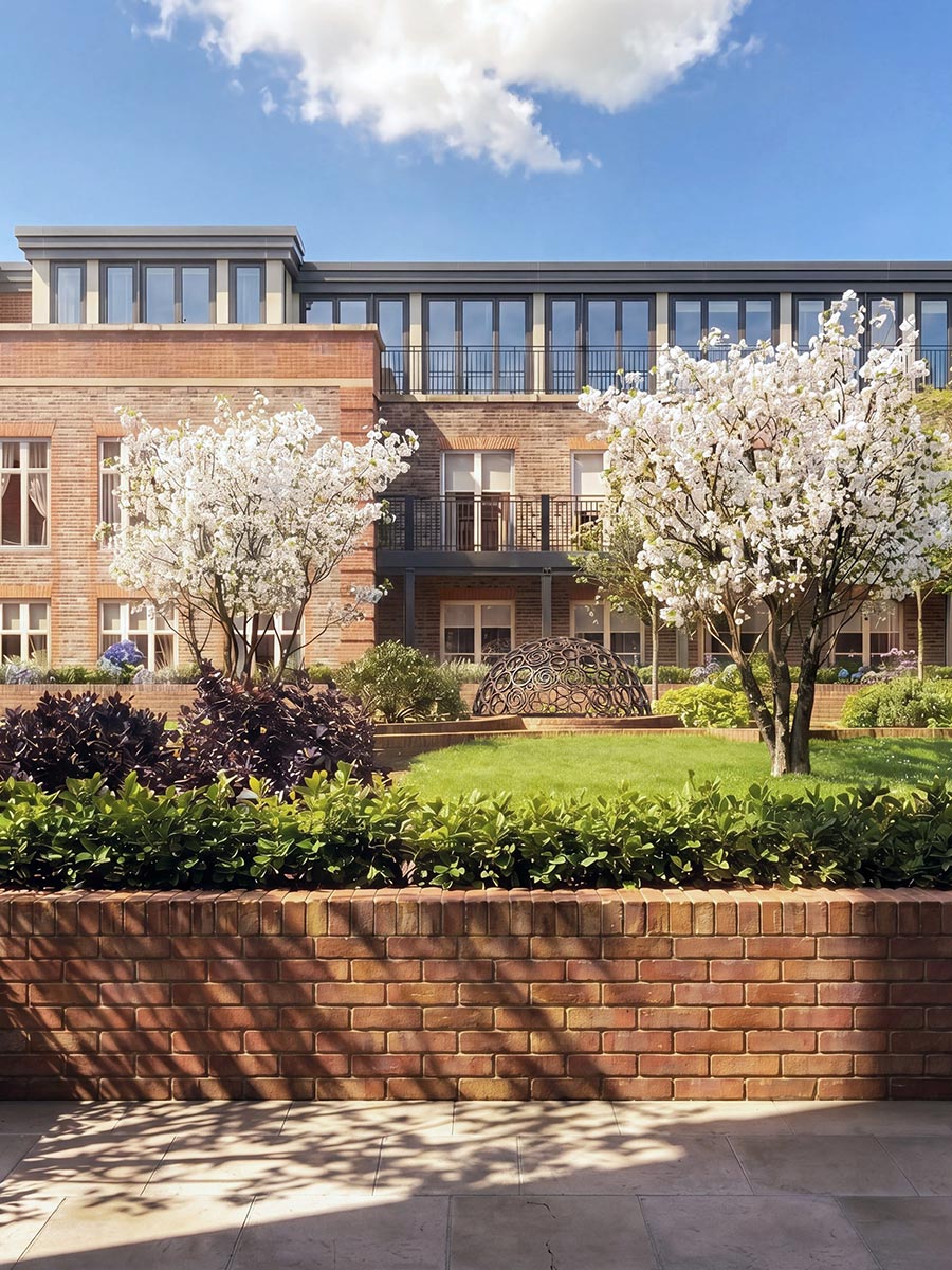 An exterior CGI of Larch Court Courtyard at Sunningdale Park