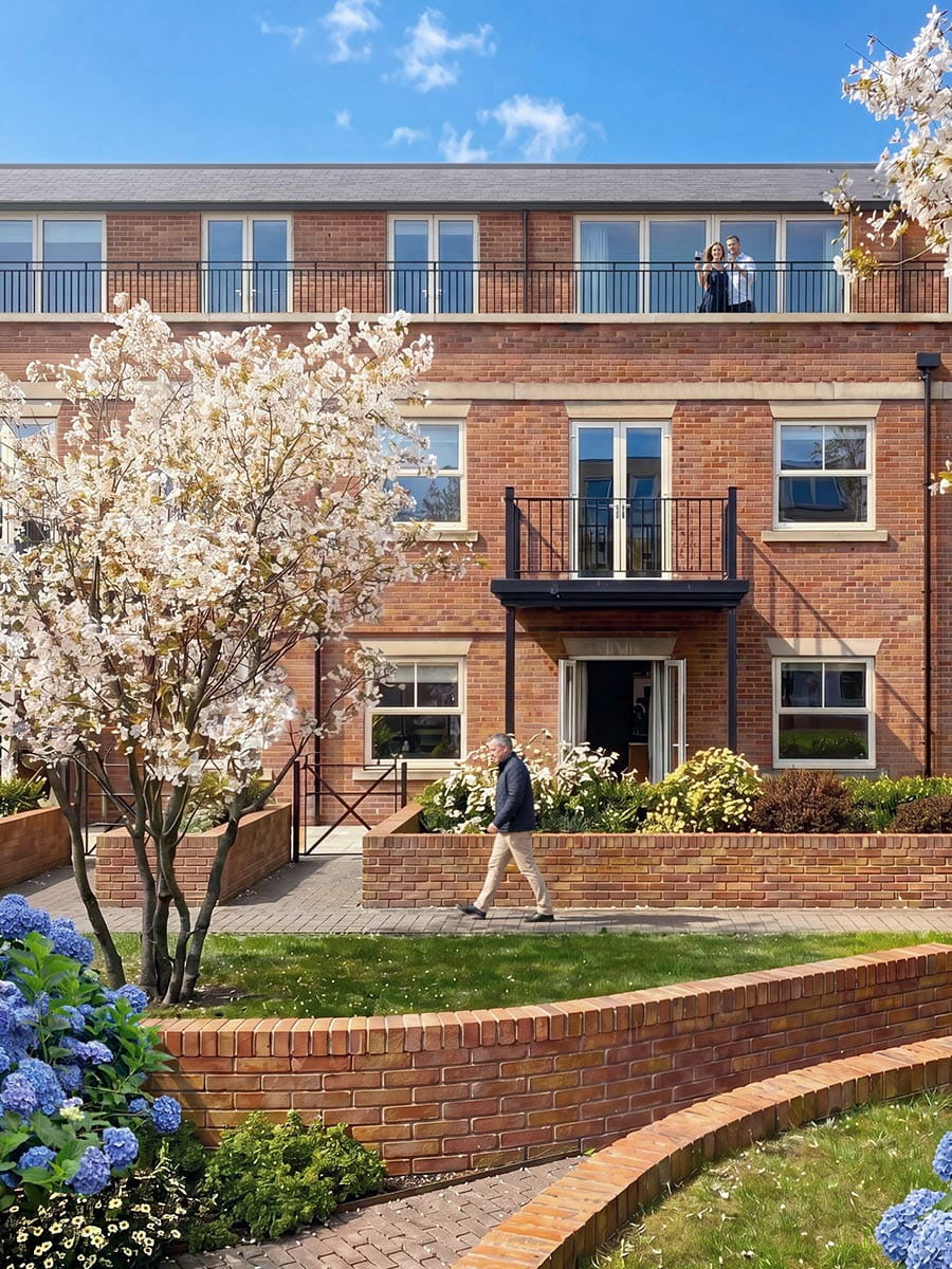 An exterior CGI of Larch Court Courtyard at Sunningdale Park