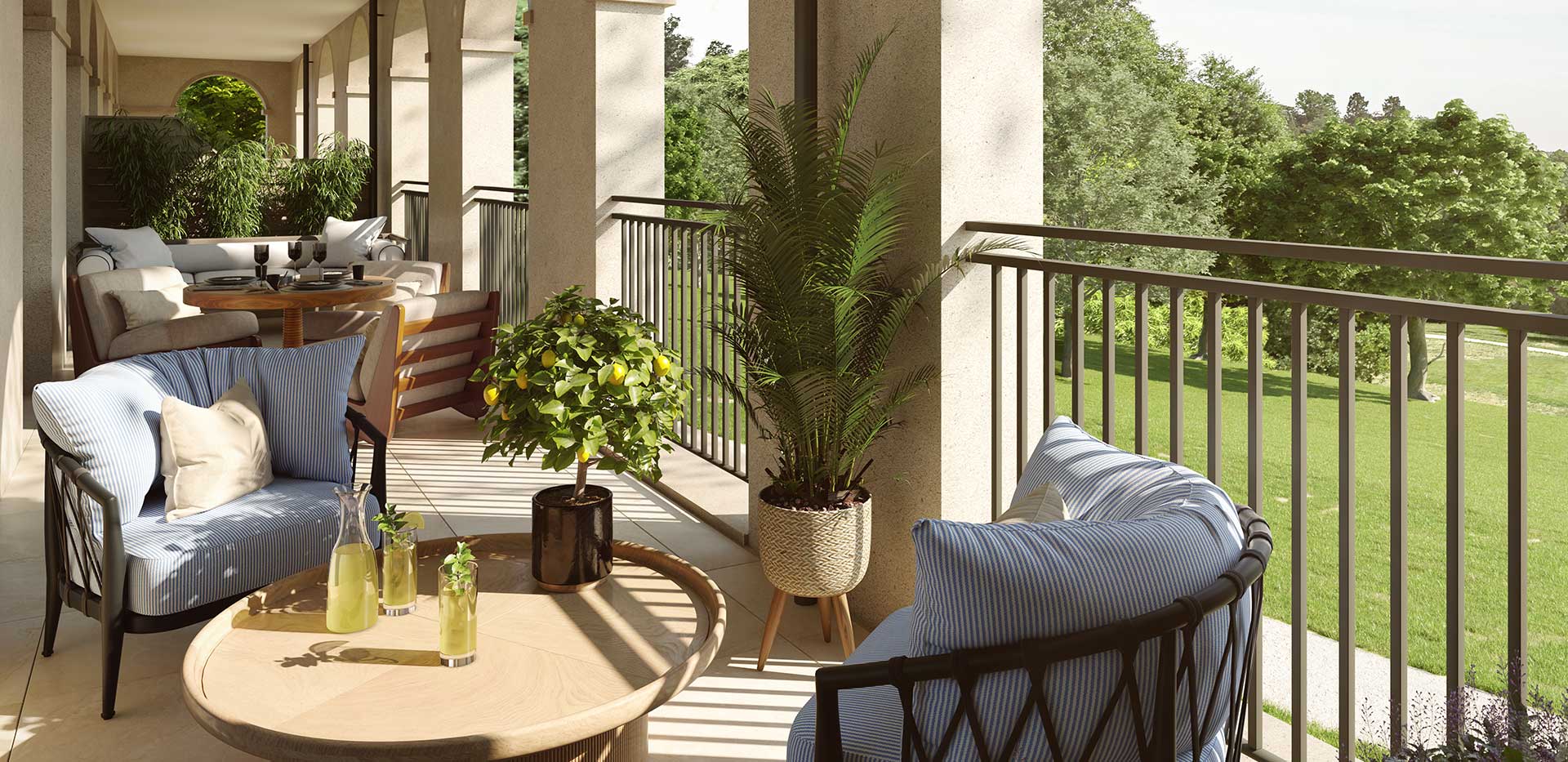 Large terrace with furniture