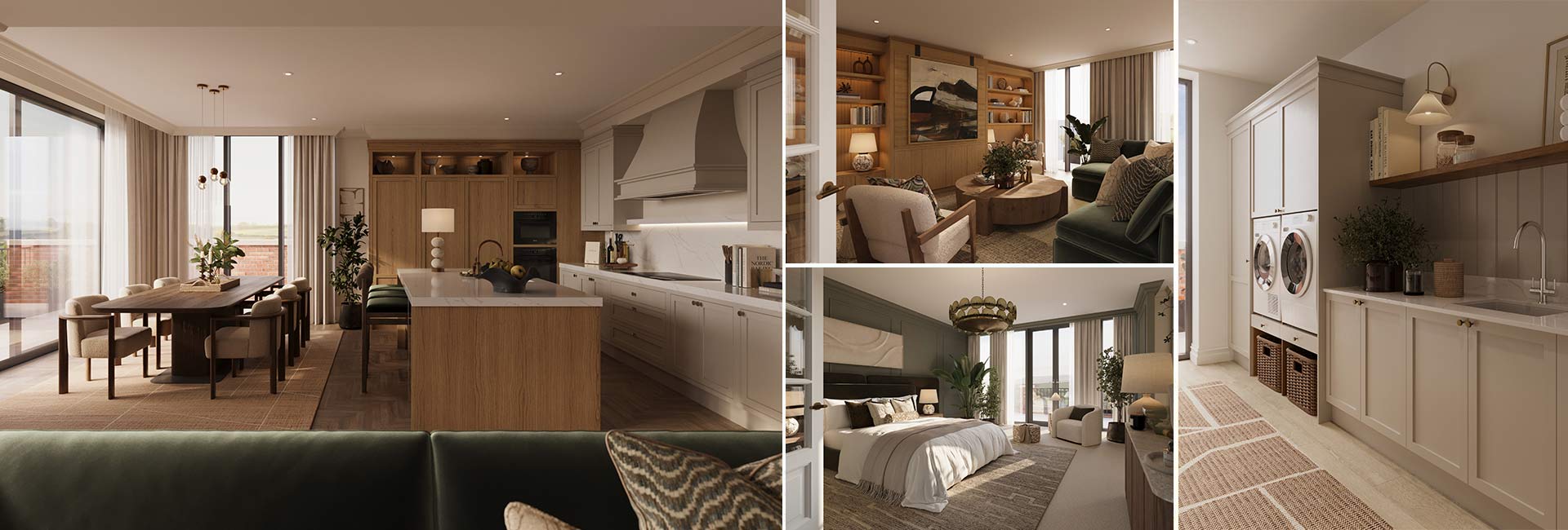 A montage of interior images of the Larch Court Penthouse