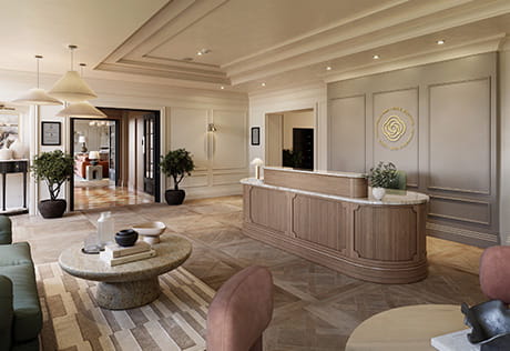 An interior image of the concierge at Larch Court