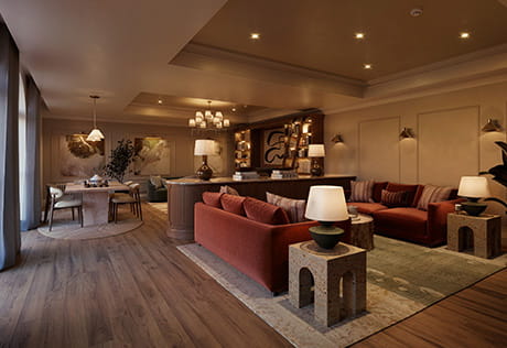 An interior image of the resident's lounge at Larch Court