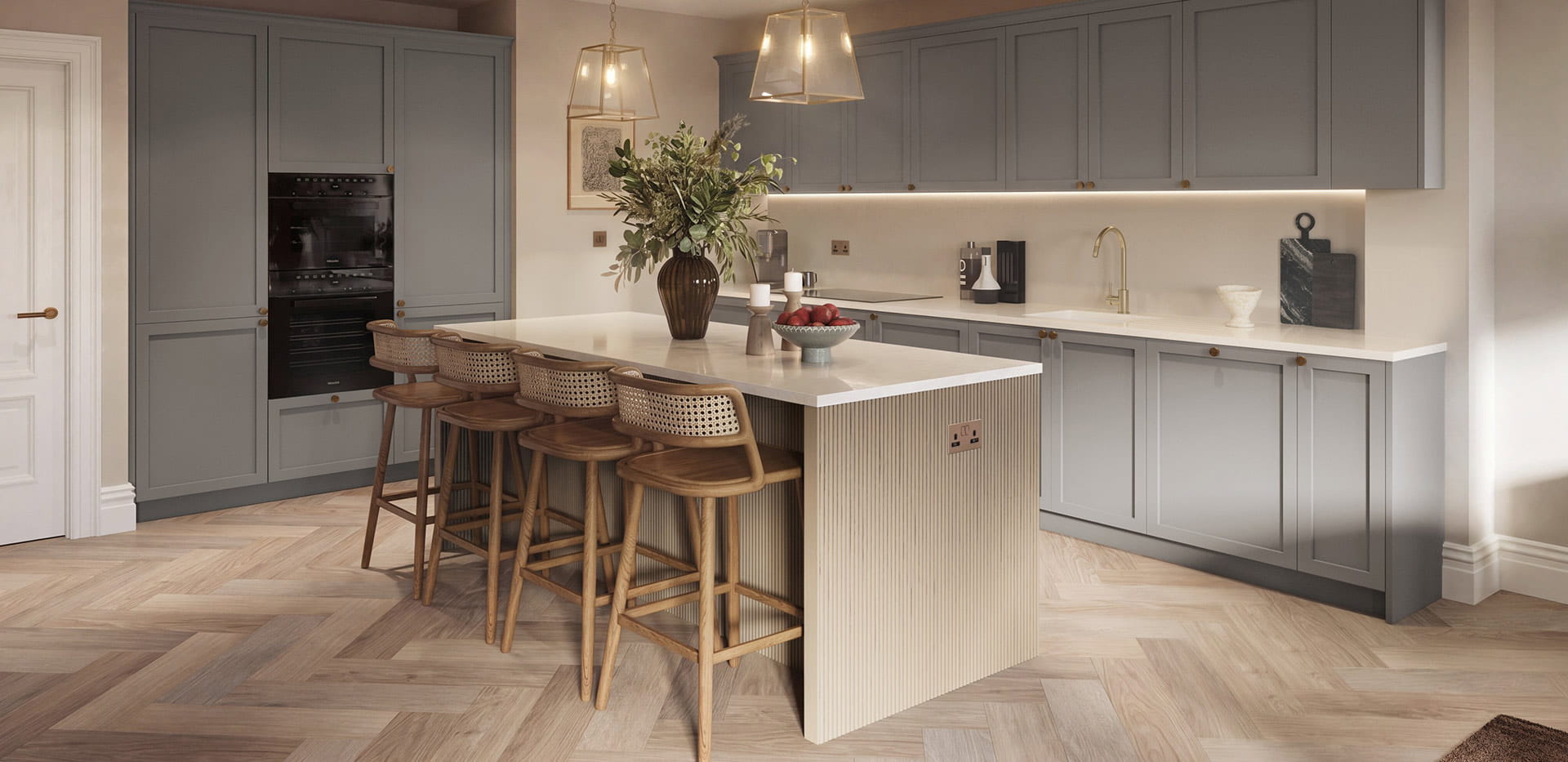Sunningdale Park, Larch Court interiors, beautifully designed kitchen with central island