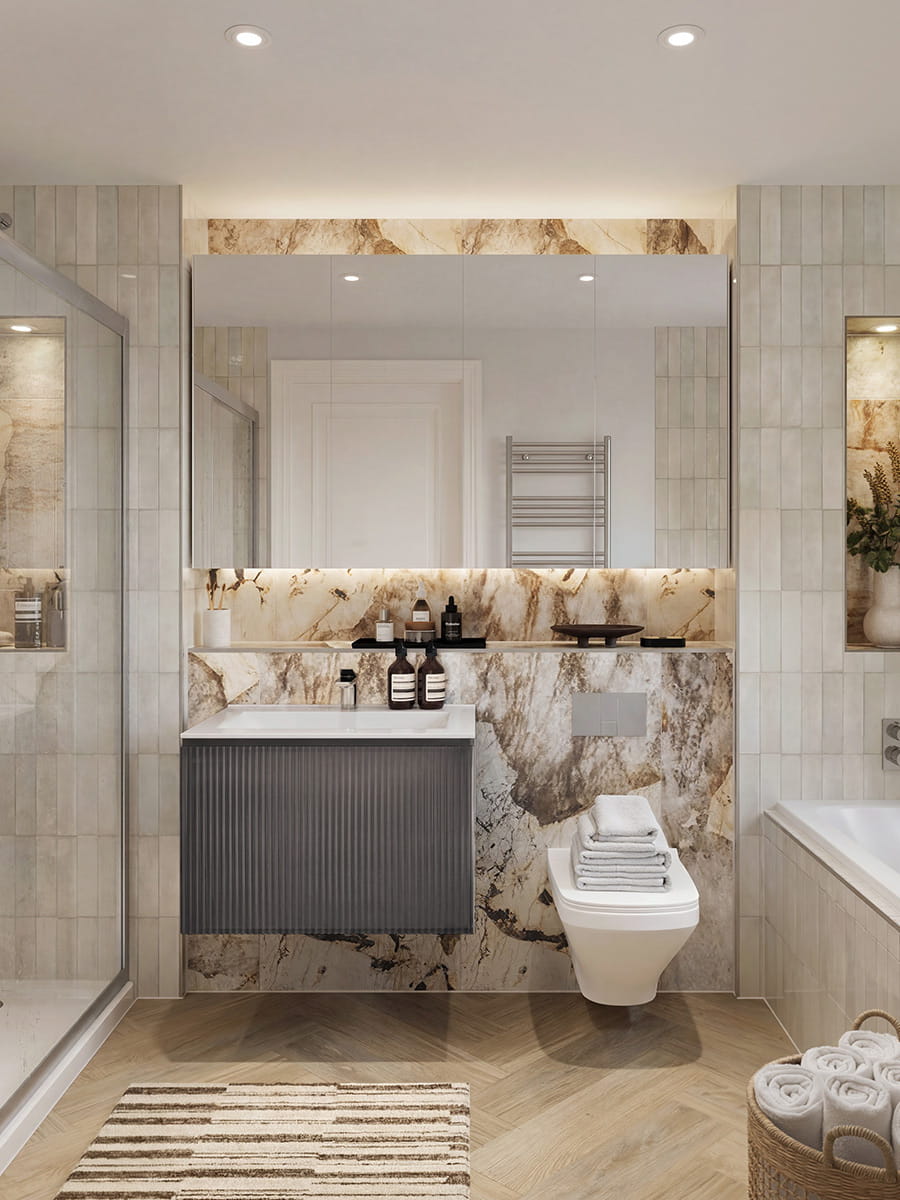 Sunningdale Park, Larch Court interiors, spacious bathroom