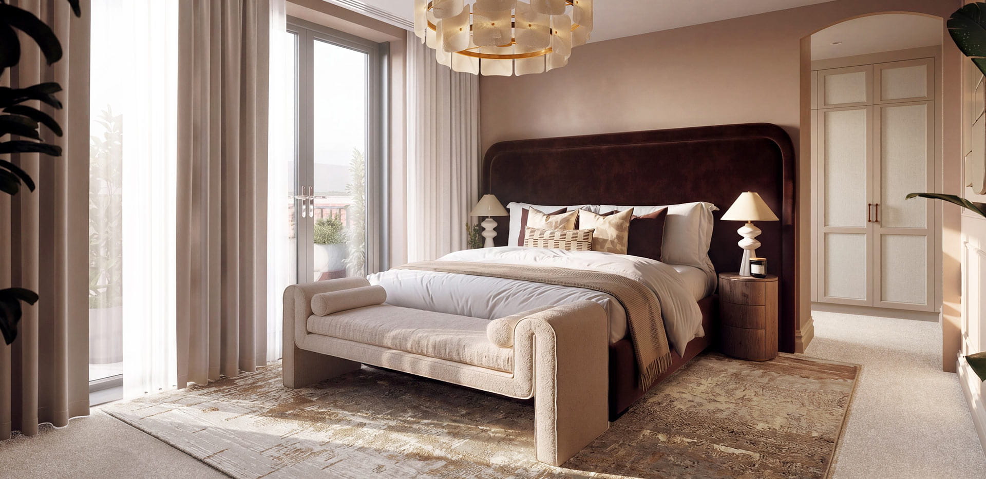 Sunningdale Park, Larch Court penthouse, luxury designed bedroom