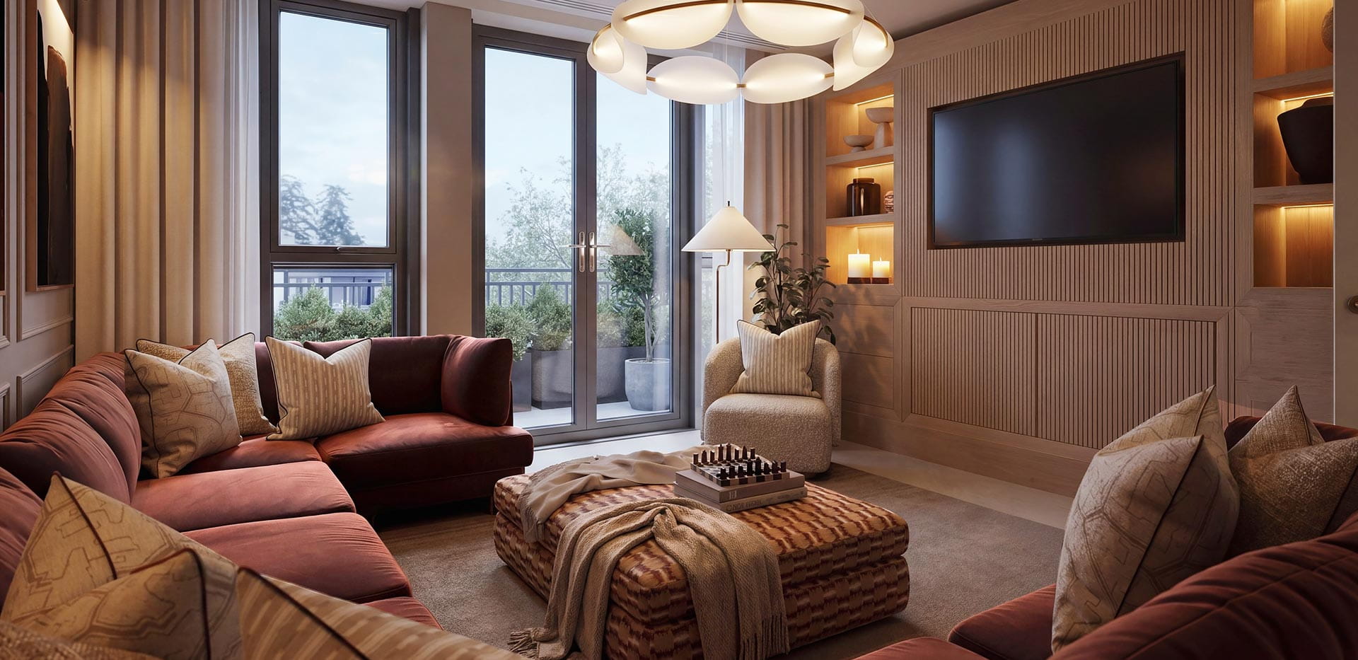 Sunningdale Park, Larch Court penthouse, luxury designed lounge