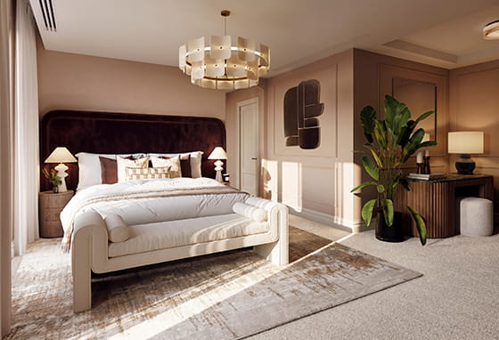 Sunningdale Park - Luxury, spacious bedroom with warm lighting