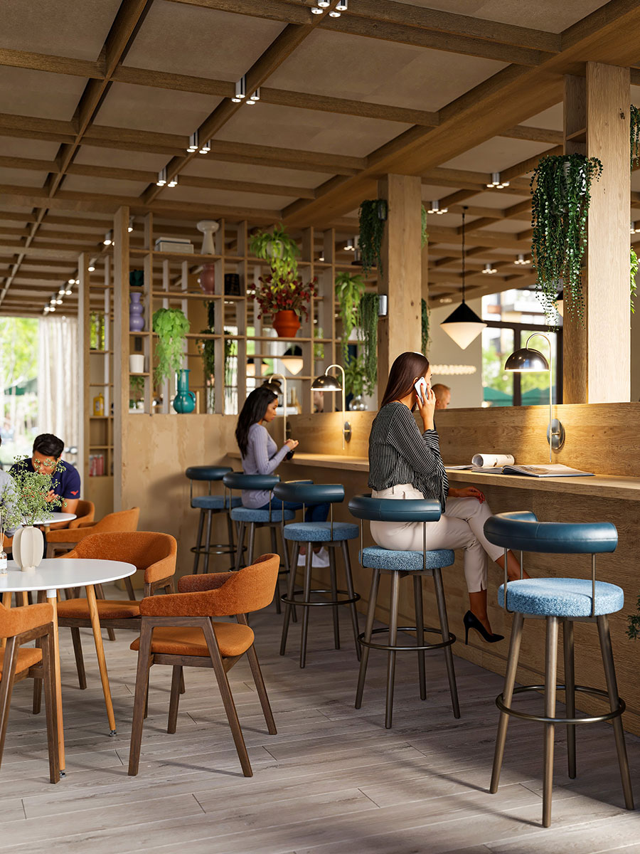 A CGI image of the Bar area at Sutton Garden Square