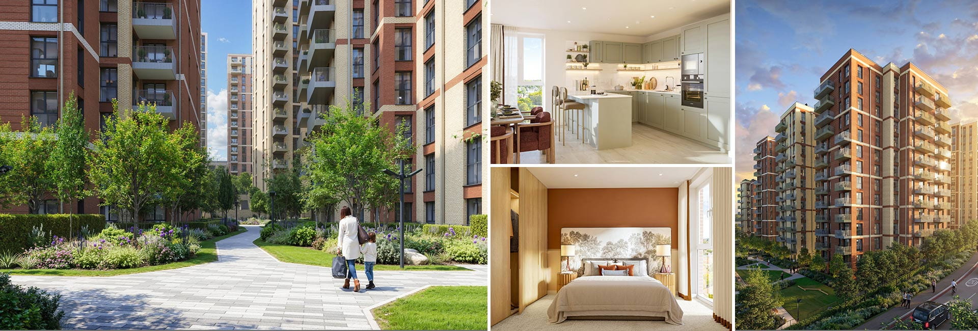 A montage of CGI images of Sutton Garden Square
