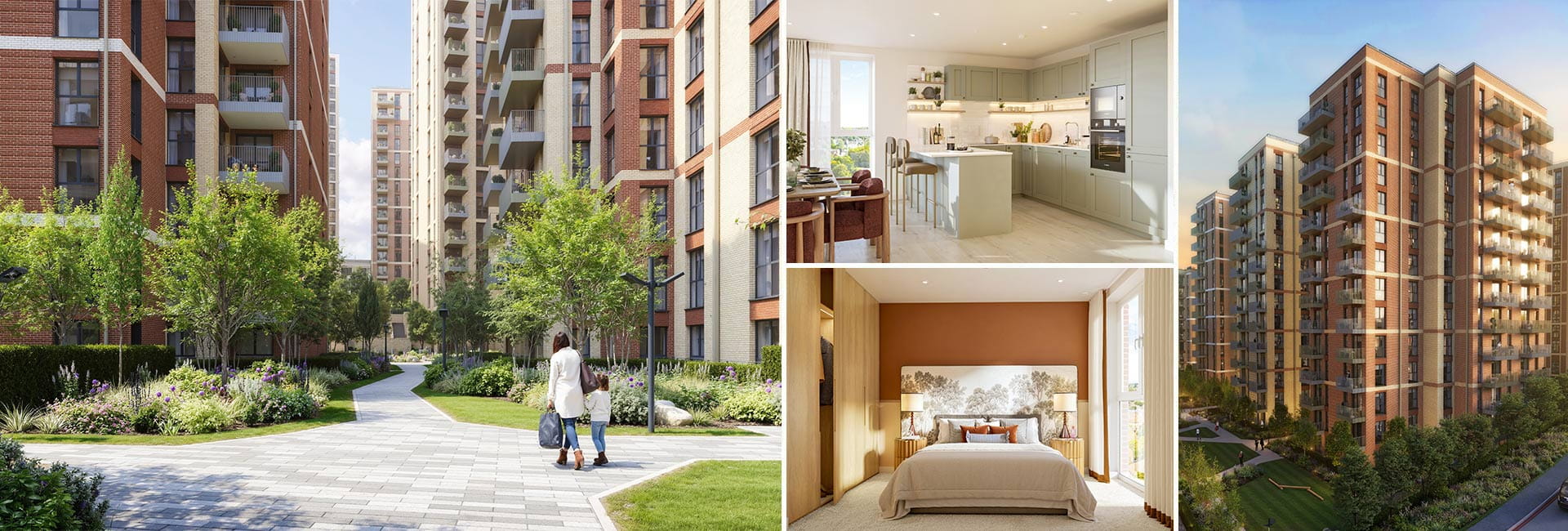 A montage of CGI images of Sutton Garden Square