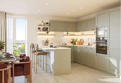 Sutton Garden Square, light and airy kitchen and dining area