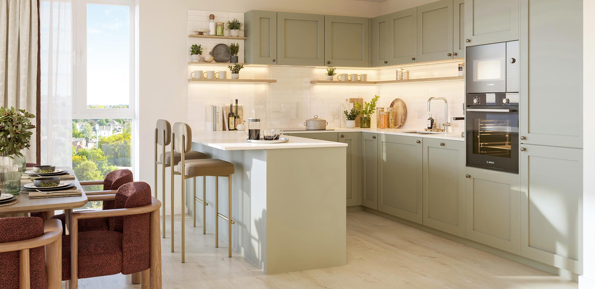 Sutton Garden Square, spacious and light kitchen