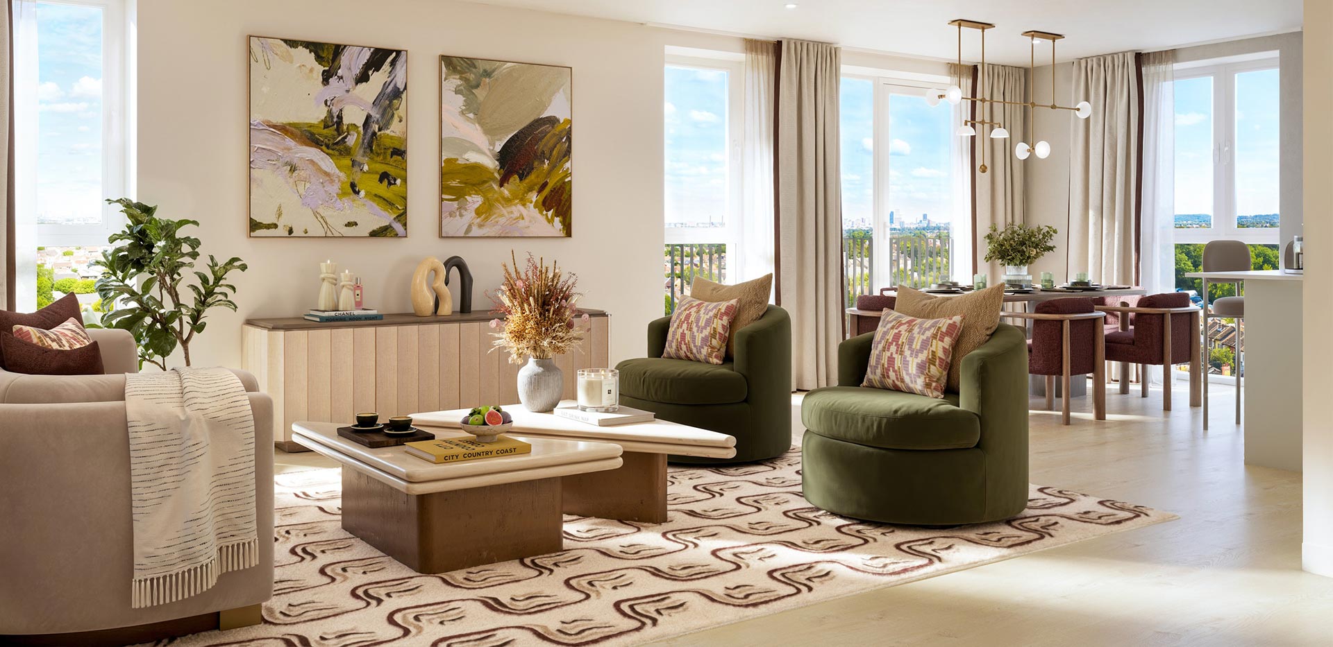 Sutton Garden Square, spacious and light living area
