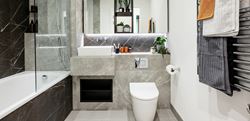 Bathroom with grey marble finish
