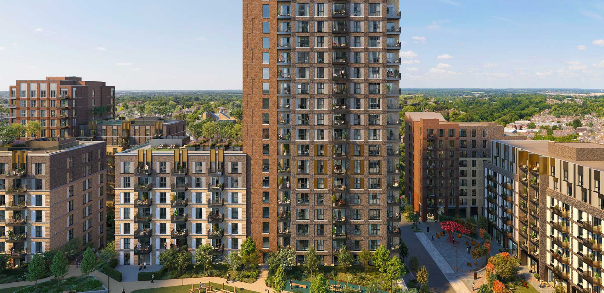 An exterior CGI of Dart House at The Exchange Watford during the day