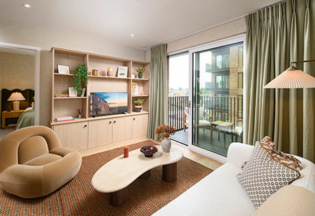 An interior Living area at The Exchange 2 Bedroom Show Apartment