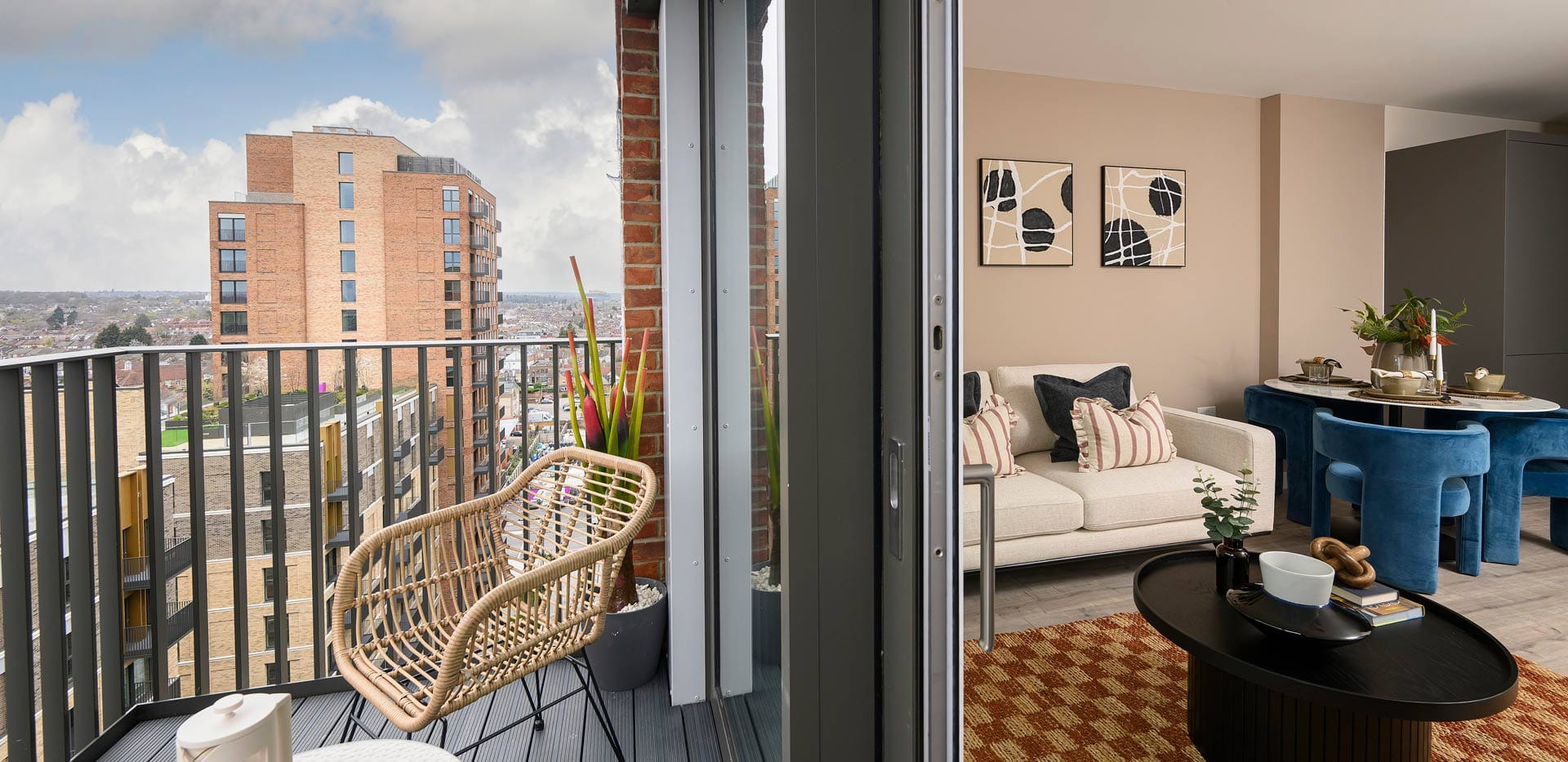 Partial view of balcony and living room
