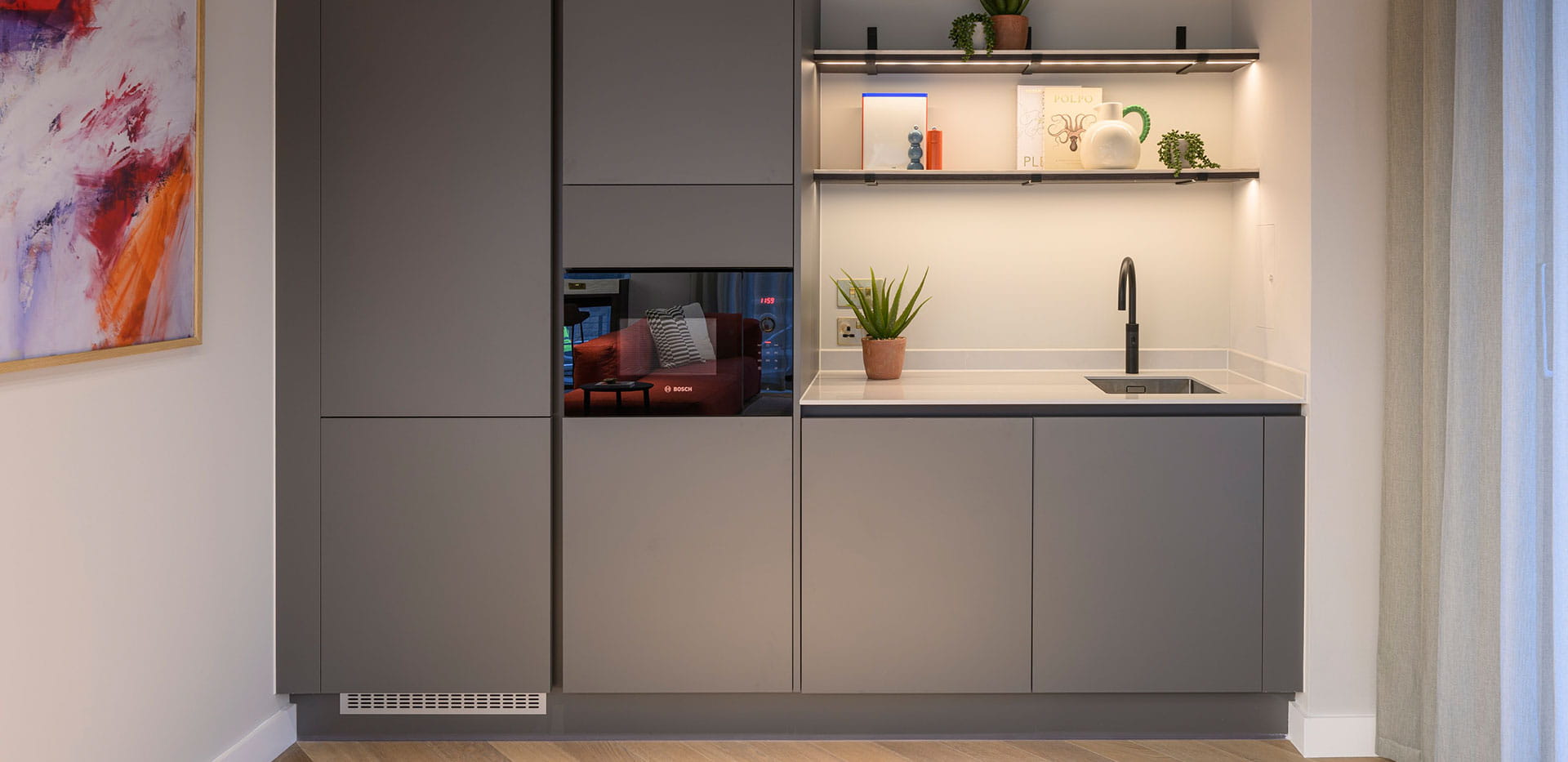 An image of the communal kitchen at The Exchange Watford