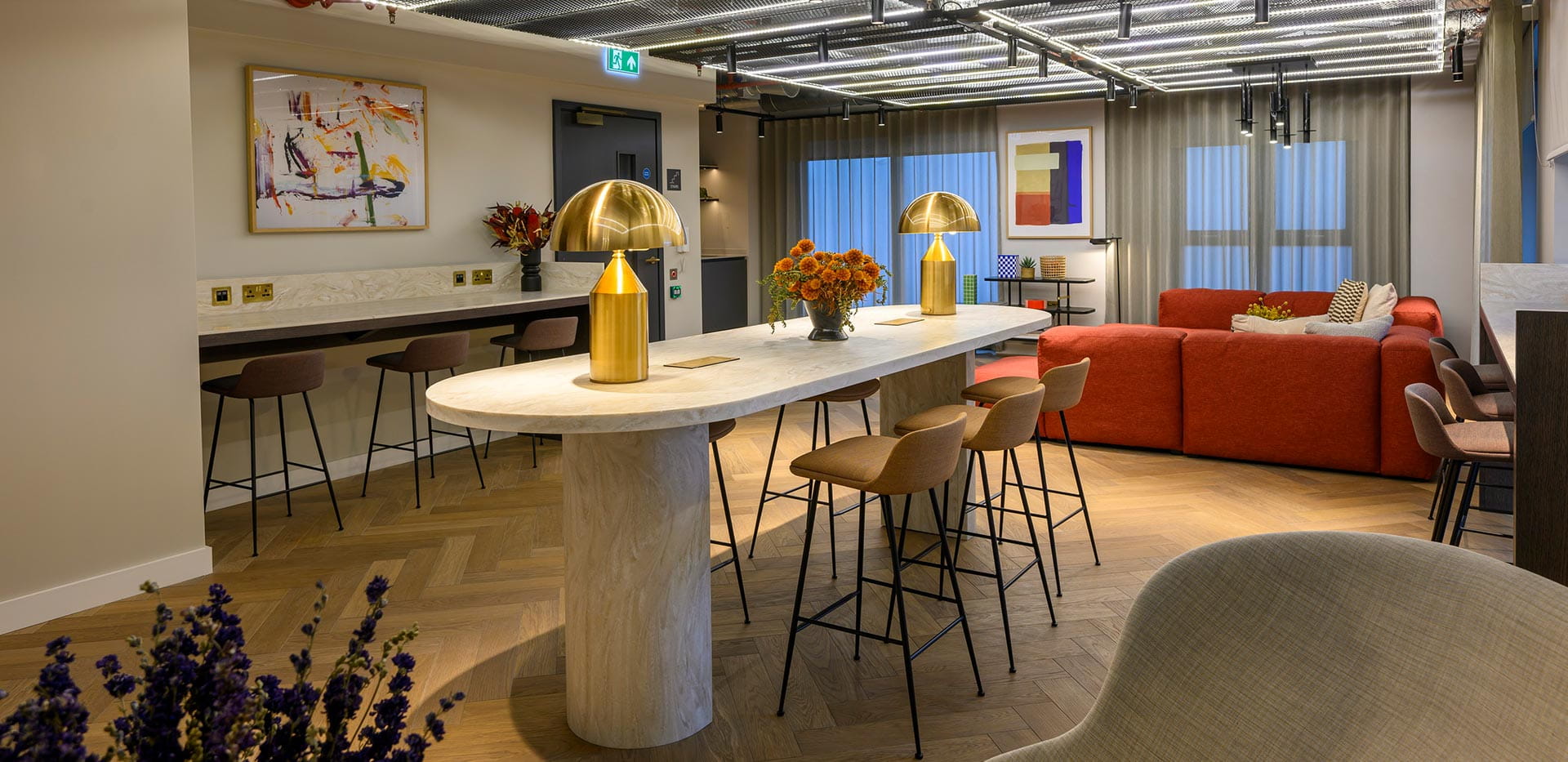 An image of the communal living area at The Exchange Watford