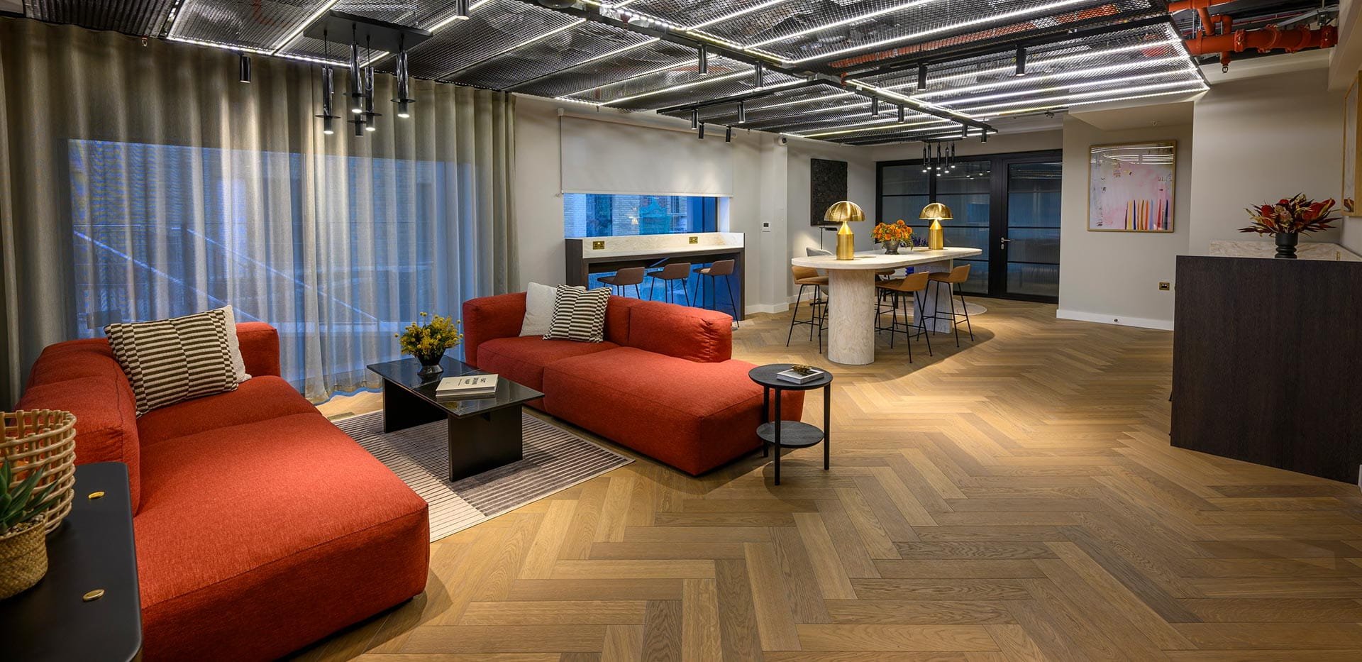 An image of the communal living area at The Exchange Watford