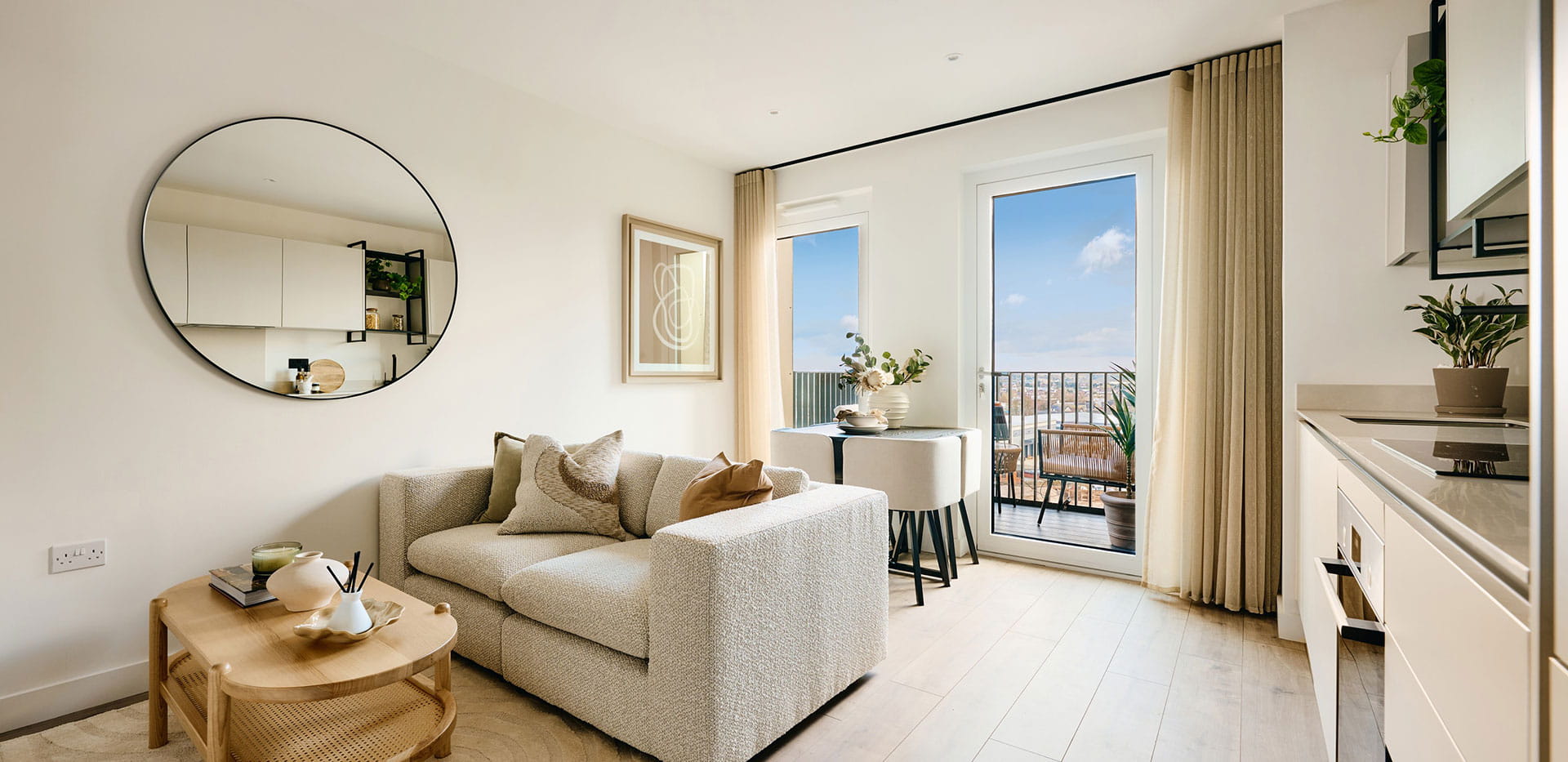 The Exchange Studio Apartment- spacious, light and airy living area