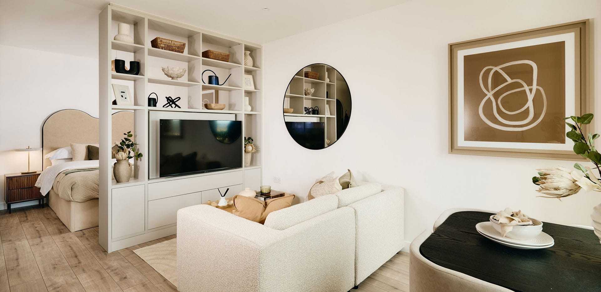 The Exchange Studio Apartment- spacious, light and airy living area