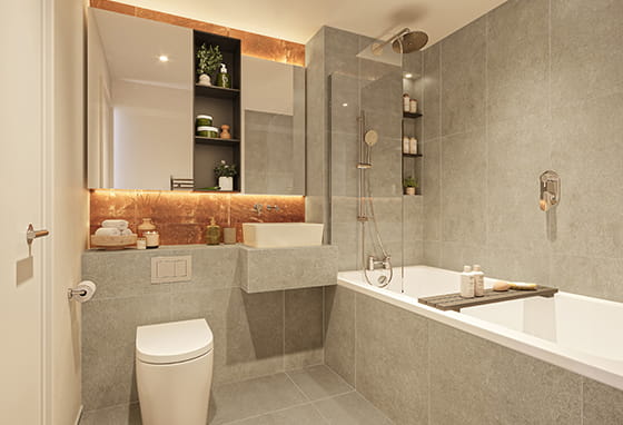 The Exchange home bathroom with a grey design