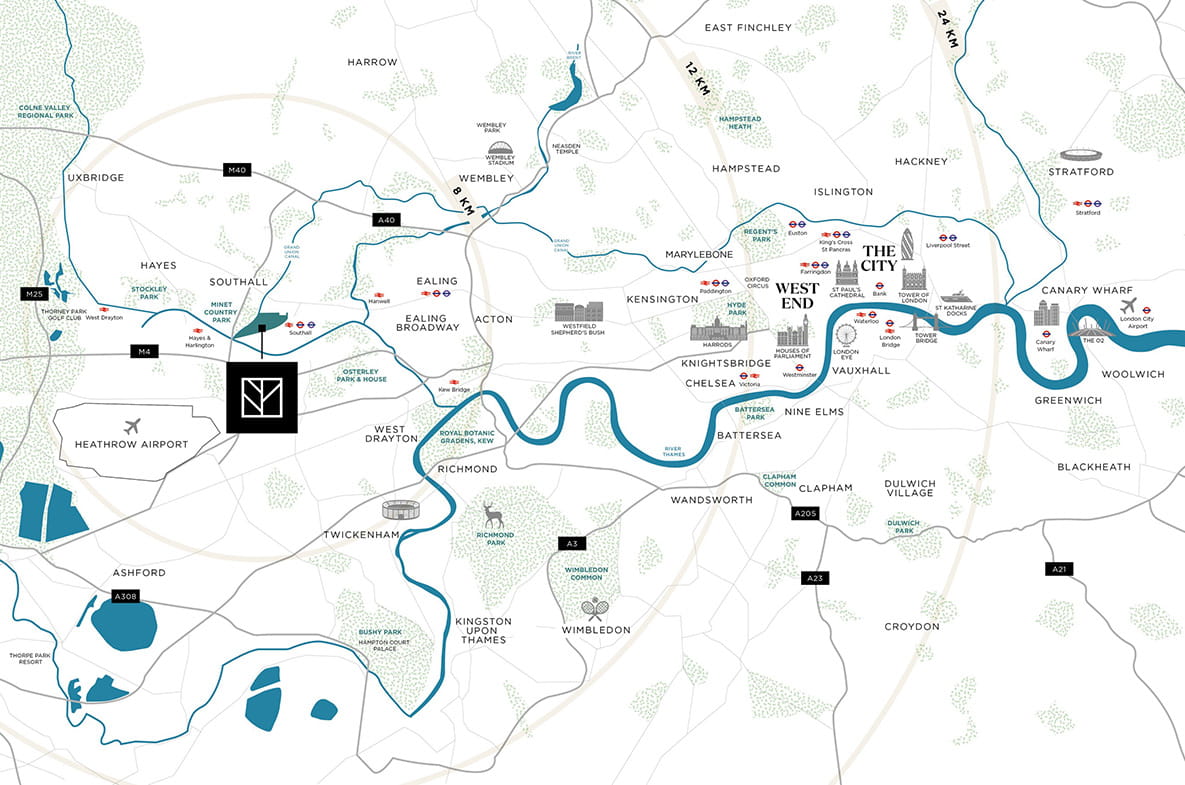 A graphical site plan of the City showing The Green Quarter's location on the map