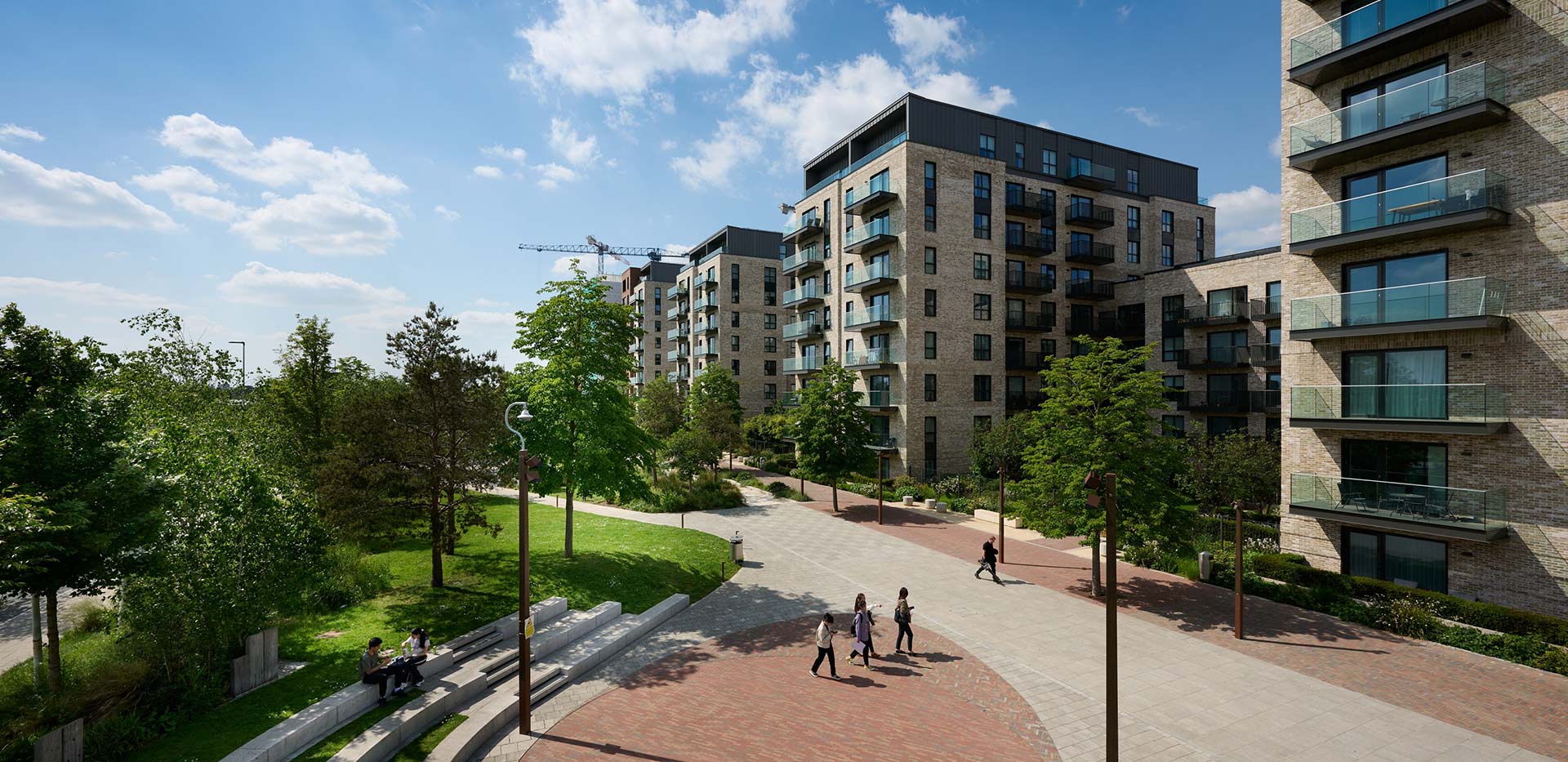 An exterior image of The Green Quarter boasting vast open grounds
