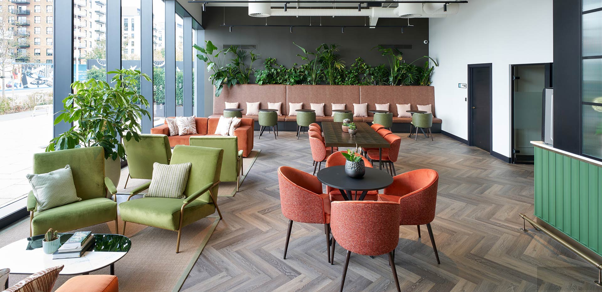 An image of the seating area within the concierge