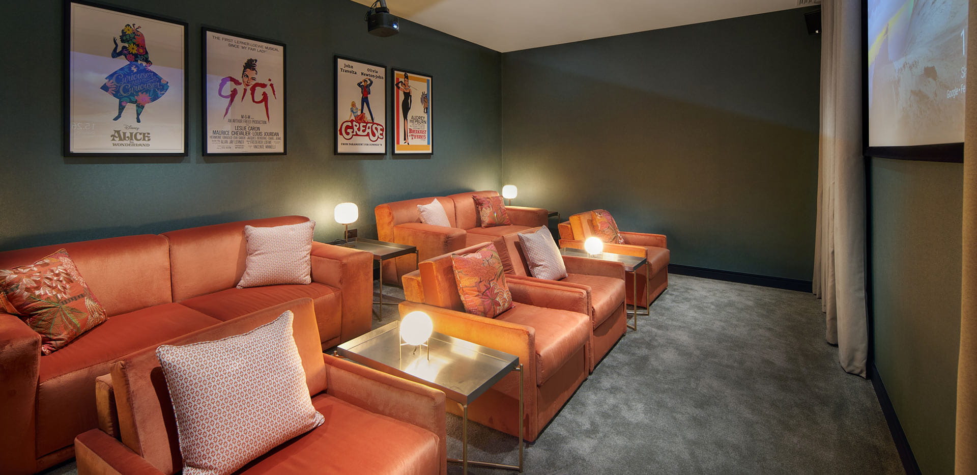 An image of the cinema room at The Parkside Club